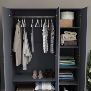 Riano 3 Door Wardrobe for Bedroom Storage - grey
