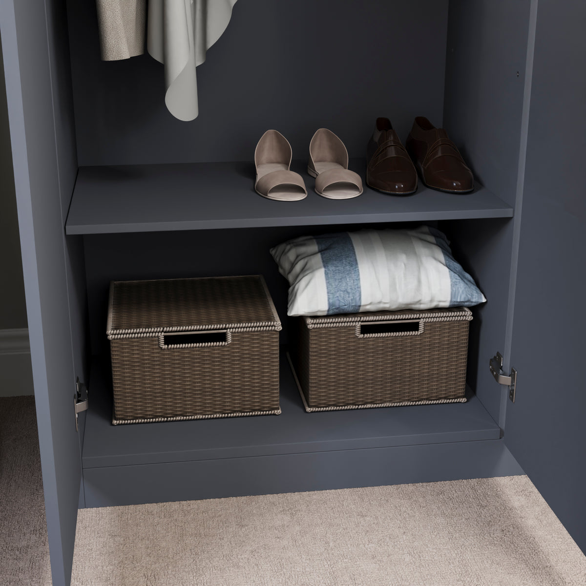 Riano 3 Door Wardrobe for Bedroom Storage - grey

