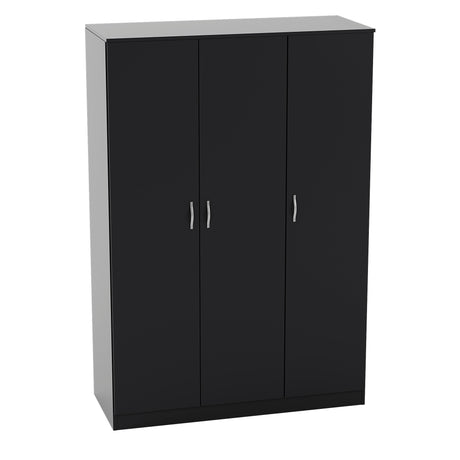 Riano 3 Door Wardrobe for Bedroom Storage - Black
