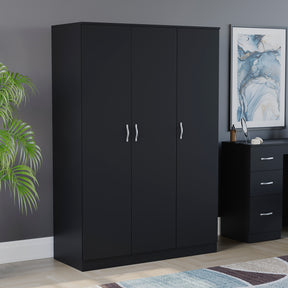 Riano 3 Door Wardrobe for Bedroom Storage - Black
