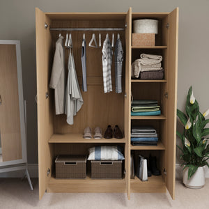Riano 3 Door Wardrobe for Bedroom Storage - Pine

