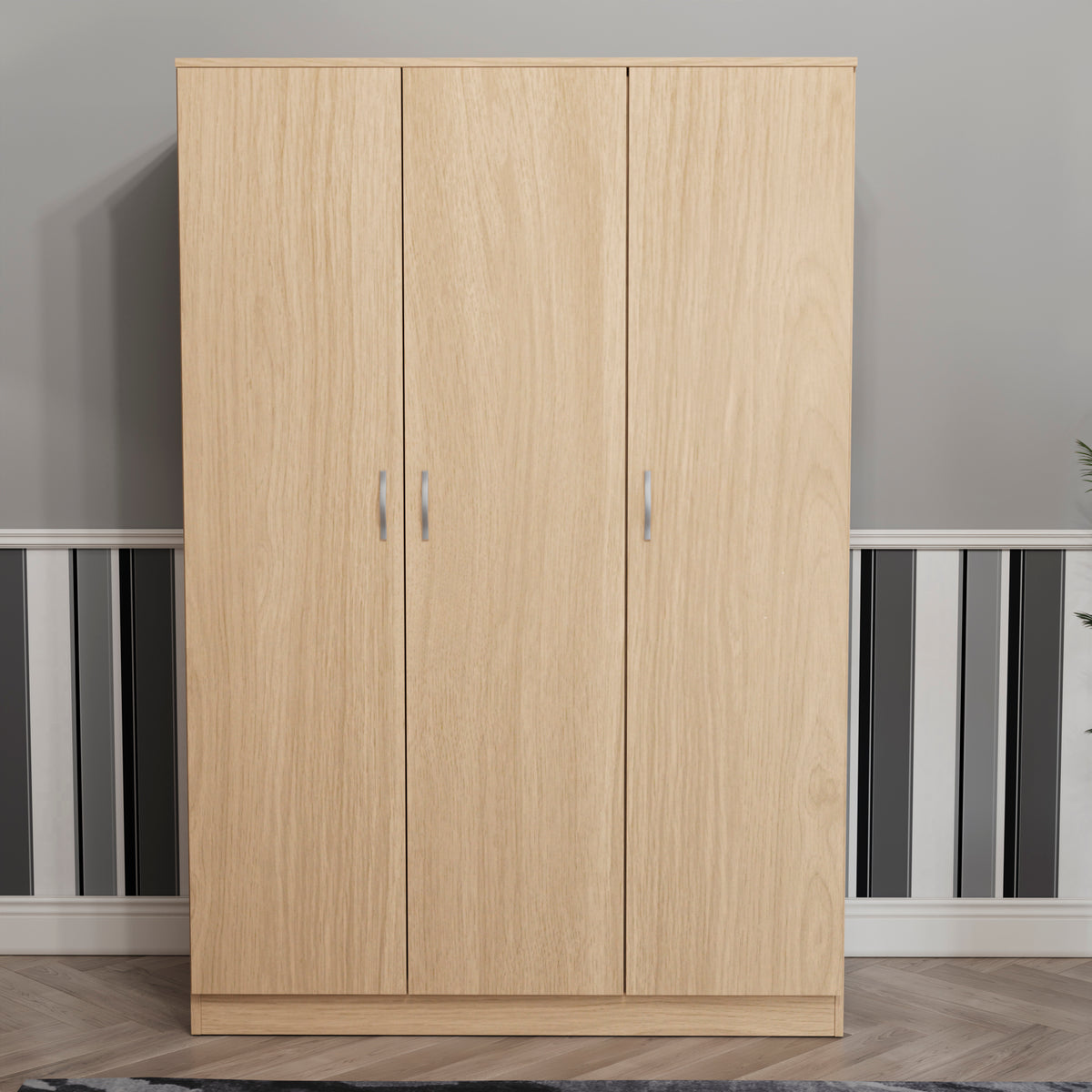 Riano 3 Door Wardrobe for Bedroom Storage - Pine
