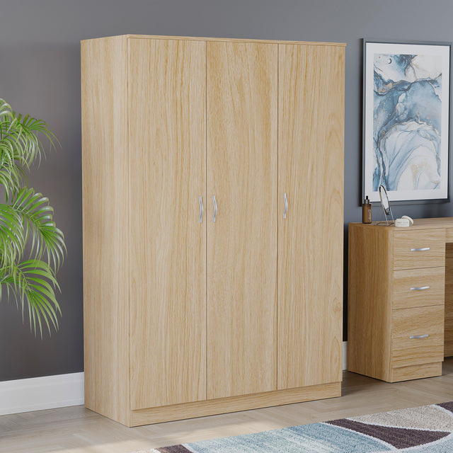 Riano 3 Door Wardrobe for Bedroom Storage - Pine
