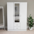 Riano 3 Door 2 Drawer Mirrored Wardrobe- White
