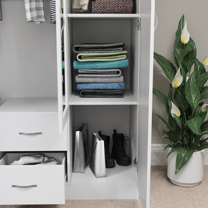 Riano 3 Door 2 Drawer Mirrored Wardrobe- White
