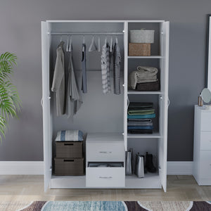 Riano 3 Door 2 Drawer Mirrored Wardrobe, White