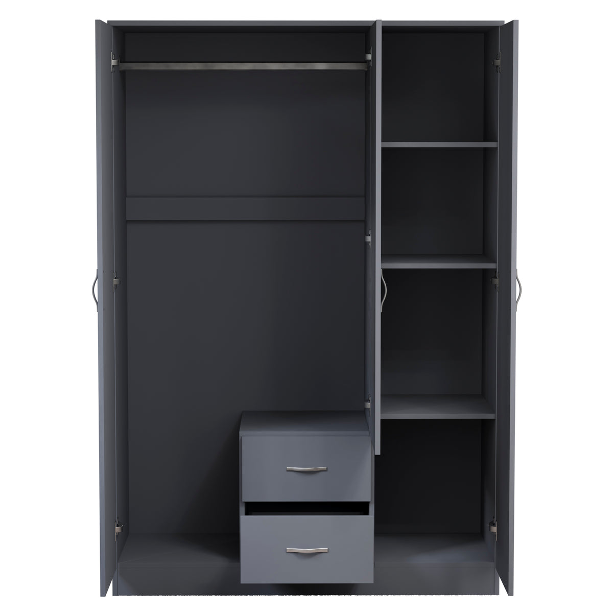 Riano 3 Door 2 Drawer Mirrored Wardrobe- Grey
