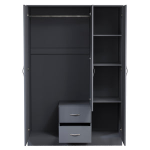 Riano 3 Door 2 Drawer Mirrored Wardrobe- Grey
