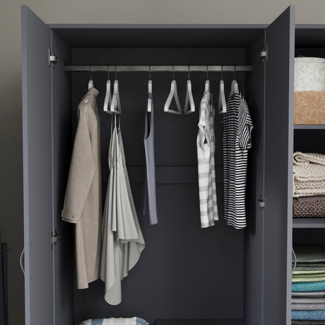 Riano 3 Door 2 Drawer Mirrored Wardrobe- Grey
