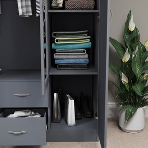 Riano 3 Door 2 Drawer Mirrored Wardrobe- Black
