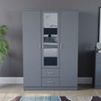 Riano 3 Door 2 Drawer Mirrored Wardrobe- Grey
