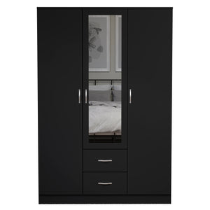 Riano 3 Door 2 Drawer Mirrored Wardrobe- Black
