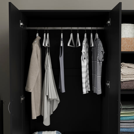 Riano 3 Door 2 Drawer Mirrored Wardrobe- Black
