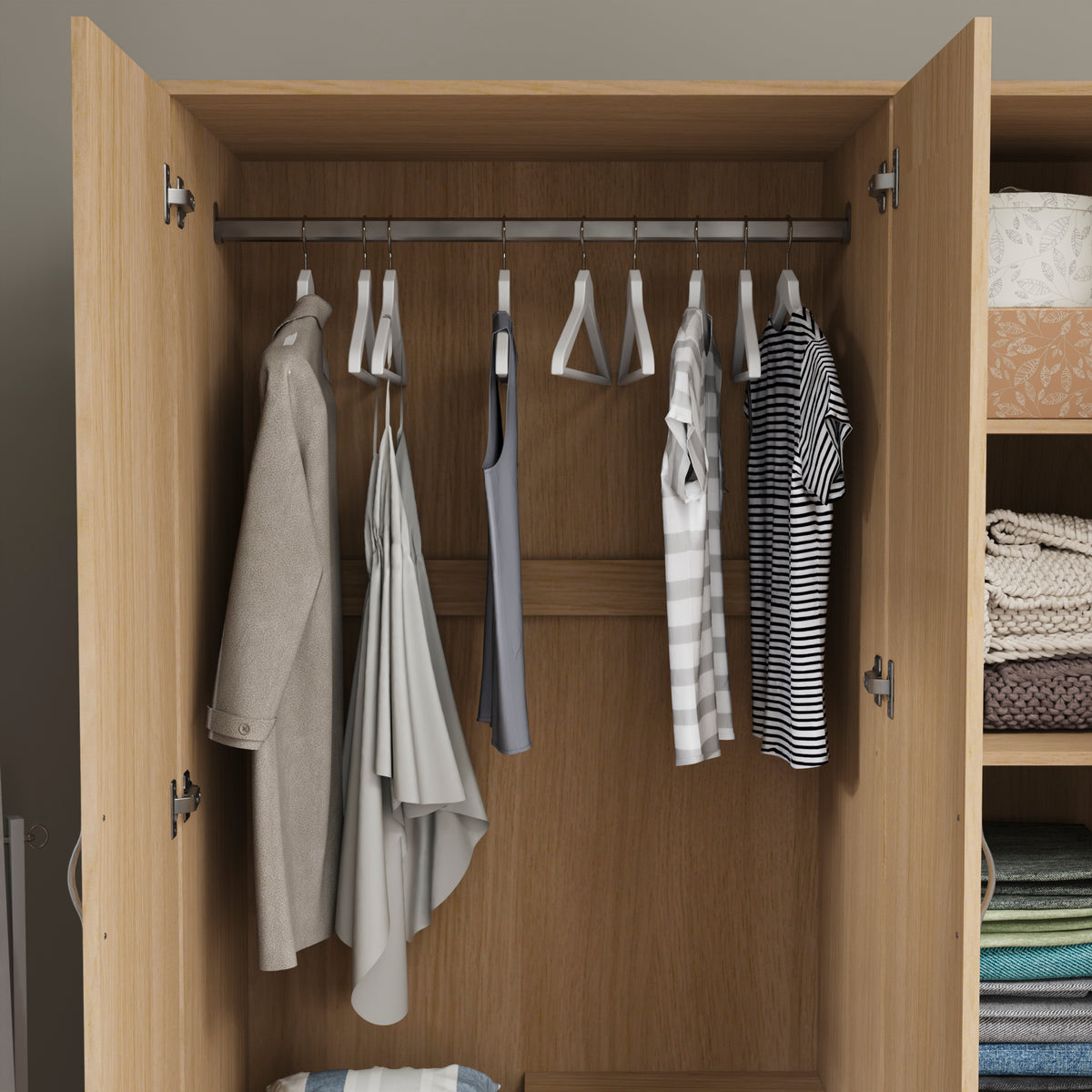 Riano 3 Door 2 Drawer Mirrored Wardrobe, Pine