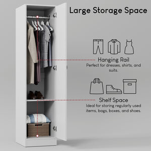 Riano 1 Door Wardrobe, White
