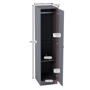 Riano 1 Door Wardrobe, Grey
