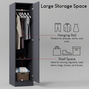 Riano 1 Door Wardrobe, Grey