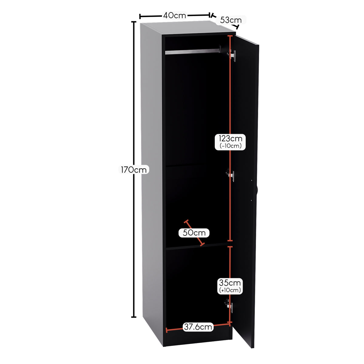 Riano 1 Door Wardrobe, Black