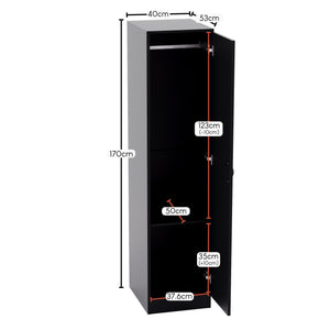 Riano 1 Door Wardrobe, Black