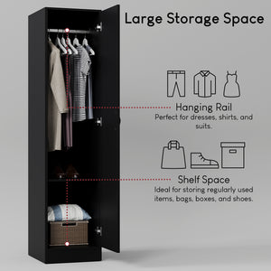Riano 1 Door Wardrobe, Black