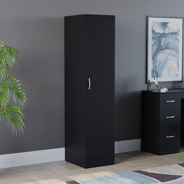 Riano 1 Door Wardrobe for Bedroom Storage - Black
