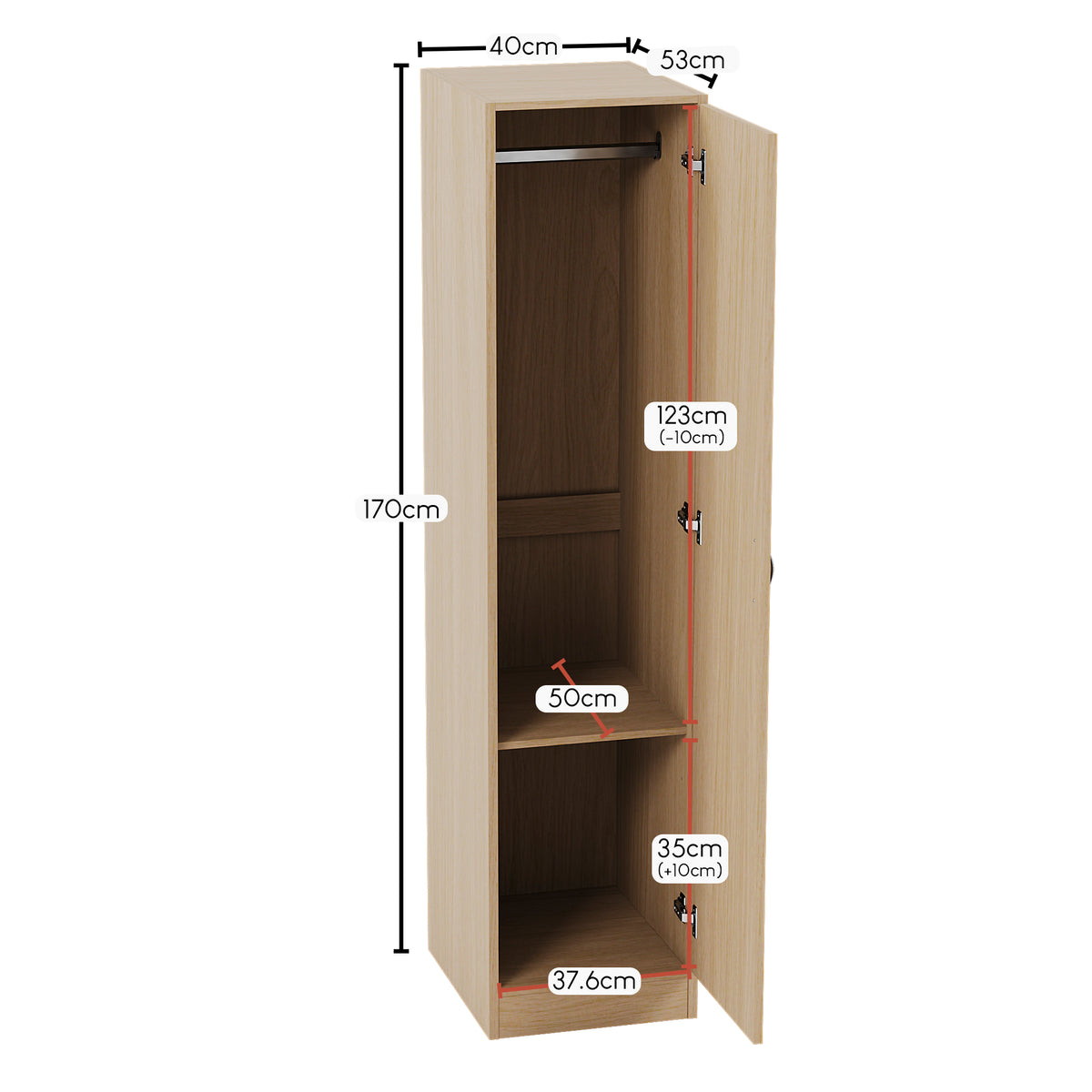 Riano 1 Door Wardrobe, Pine