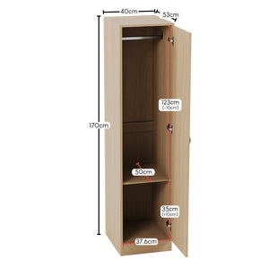 Riano 1 Door Wardrobe, Pine