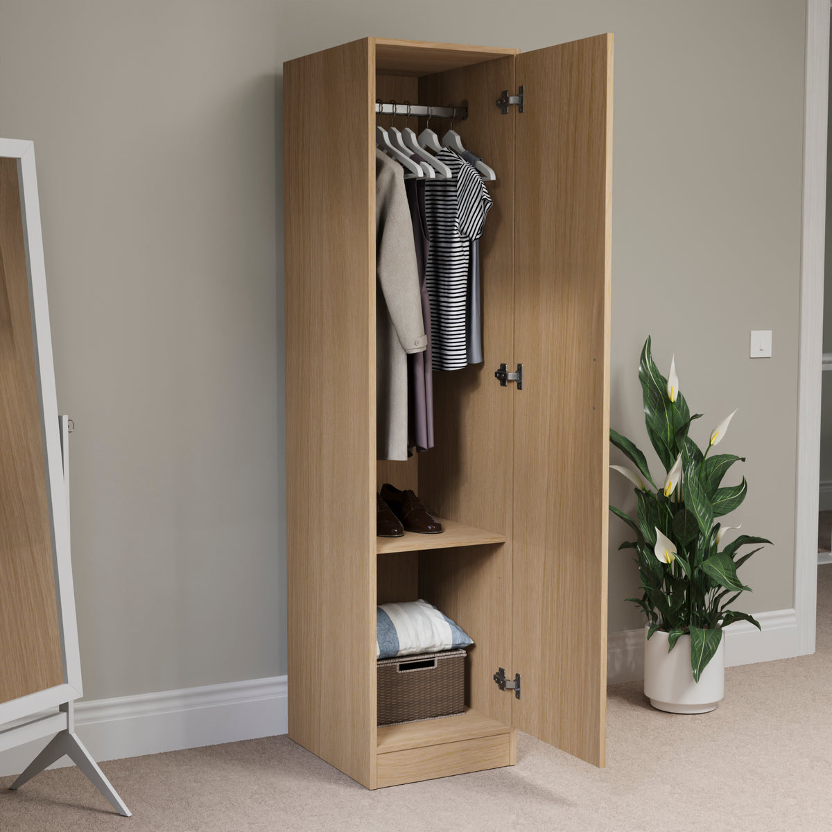 Riano 1 Door Wardrobe, Pine