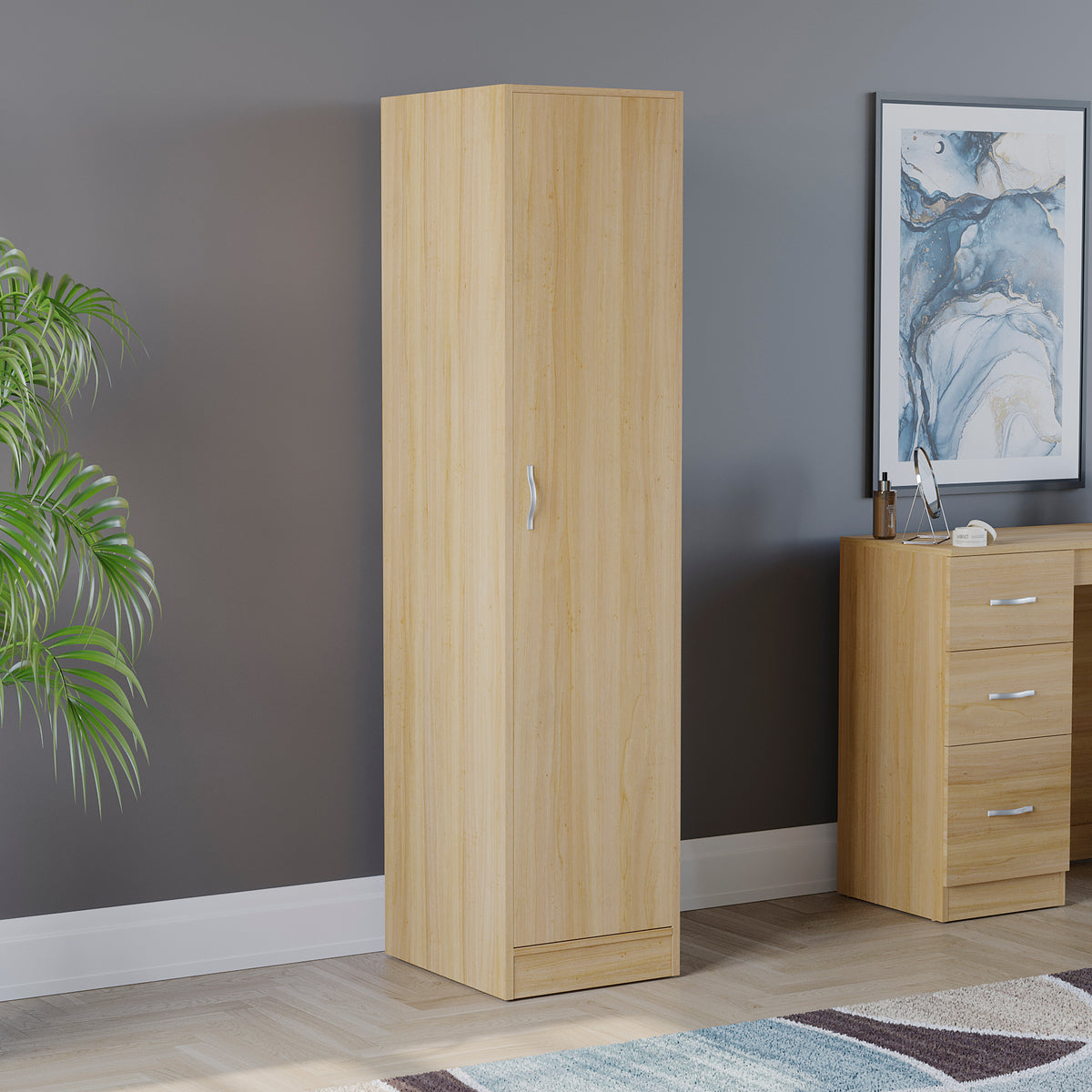 Riano 1 Door Wardrobe, Pine