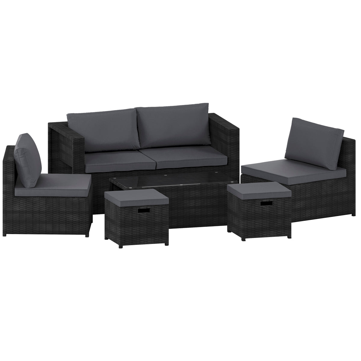 Islay 6 Seater Rattan Set, Black UKFR