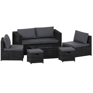 Islay 6 Seater Rattan Set, Black UKFR