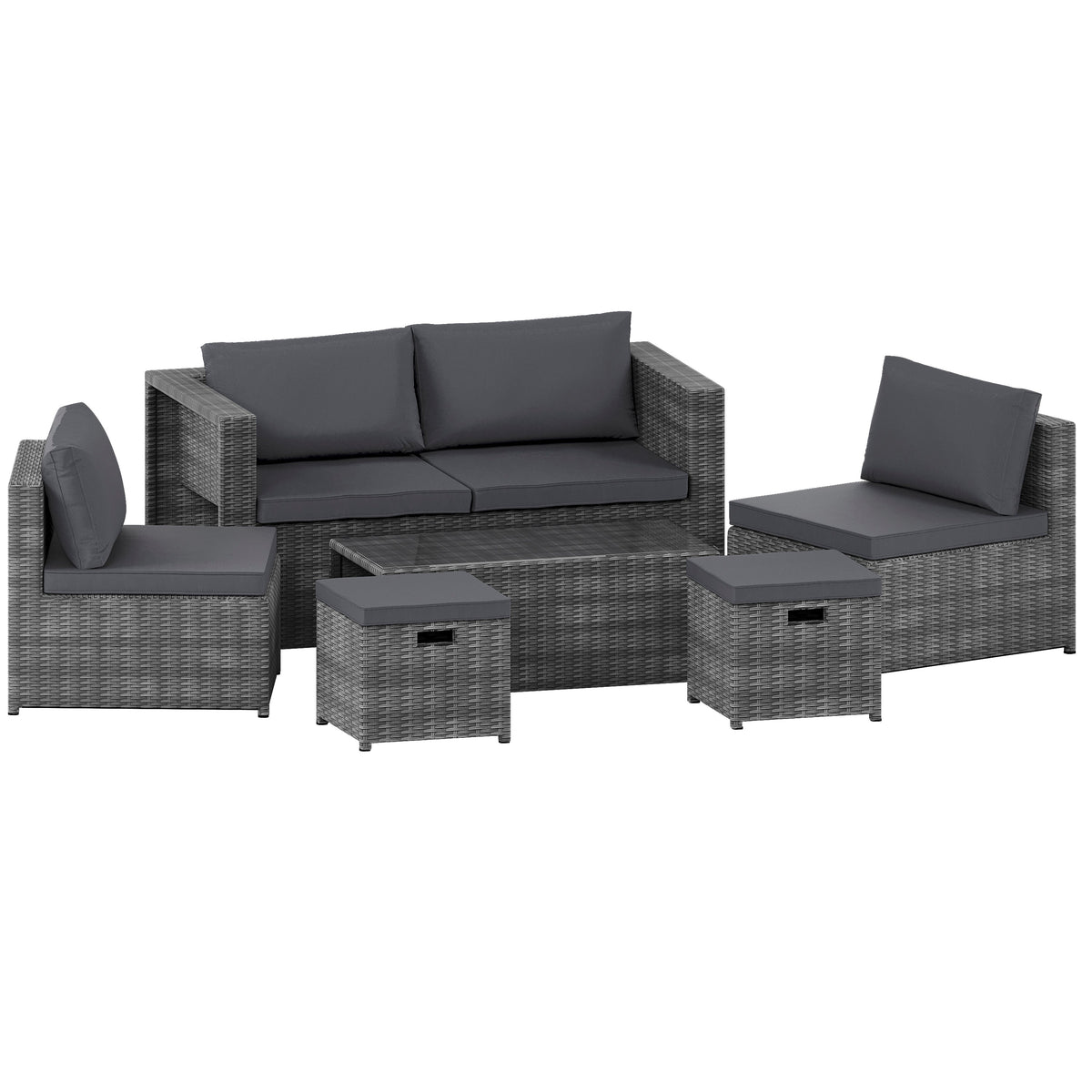 Islay 6 Seater Rattan Set, Grey UKFR