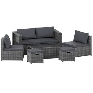 Islay 6 Seater Rattan Set, Grey UKFR