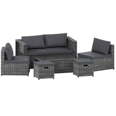 Islay 6 Seater Rattan Set, Grey