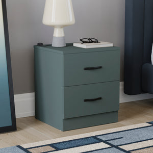 Riano 2 Drawer Bedside Chest, Jasper Green
