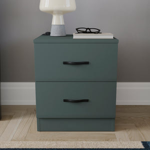 Riano 2 Drawer Bedside Chest, Jasper Green