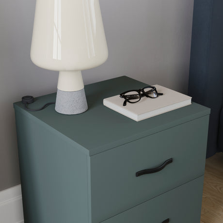 Riano 2 Drawer Bedside Chest Green Bedroom Storage Unit
