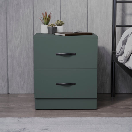 Riano 2 Drawer Bedside Chest Green Bedroom Storage Unit
