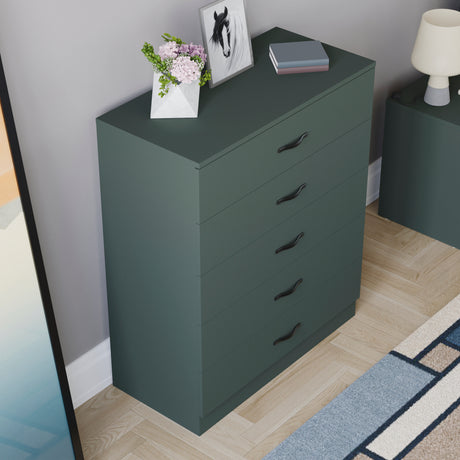 Riano 5 Drawer Chest Green Bedroom Storage Unit
