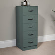 Riano 5 Drawer Narrow Chest Green Bedroom Storage Unit
