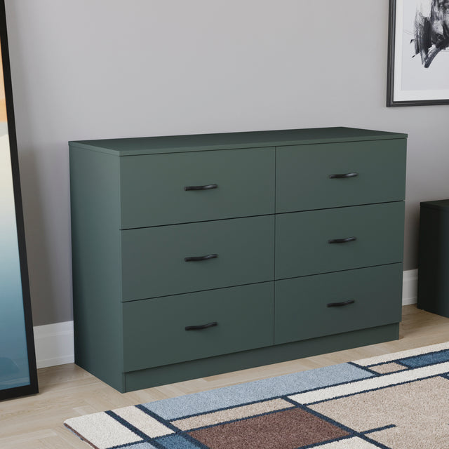 Riano 6 Drawer Chest Green Bedroom Storage Unit
