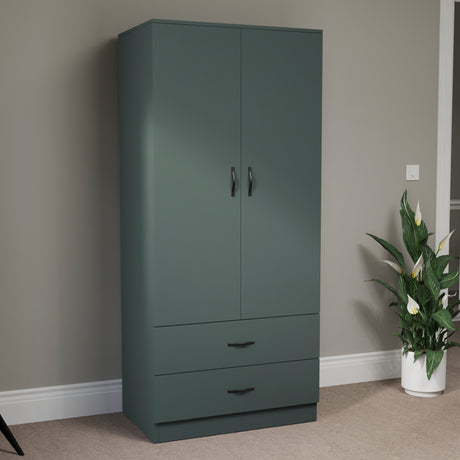 Riano 2 Door 2 DrawerWardrobe for Bedroom Storage - Jasper Green
