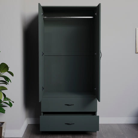 Riano 2 Door 2 Drawer Wardrobe for Bedroom Storage - Jasper Green
