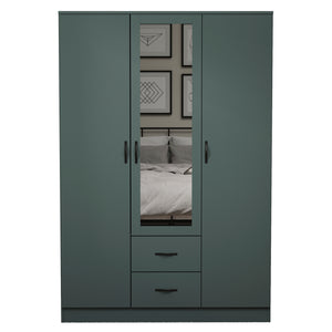 Riano 3 Door 2 Drawer Mirrored Wardrobe, Green