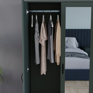Riano 3 Door 2 Drawer Mirrored Wardrobe, Green