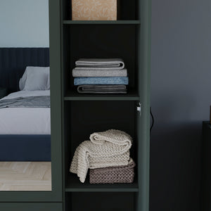 Riano 3 Door 2 Drawer Mirrored Wardrobe, Green