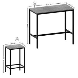 Roslyn 2 Seater Bar Table Set, Concrete Grey