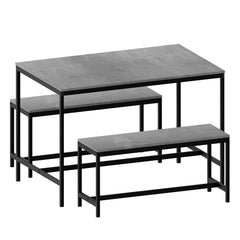 Roslyn 4 Seater Dining Table With Bench Set, Concrete Grey