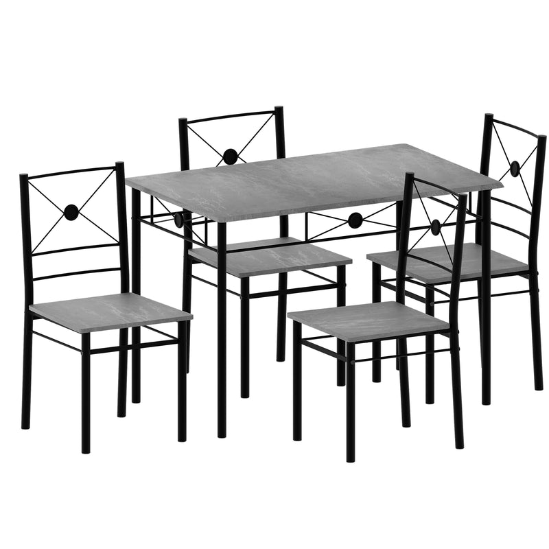 Roslyn 4 Seater Dining Set, Concrete Grey