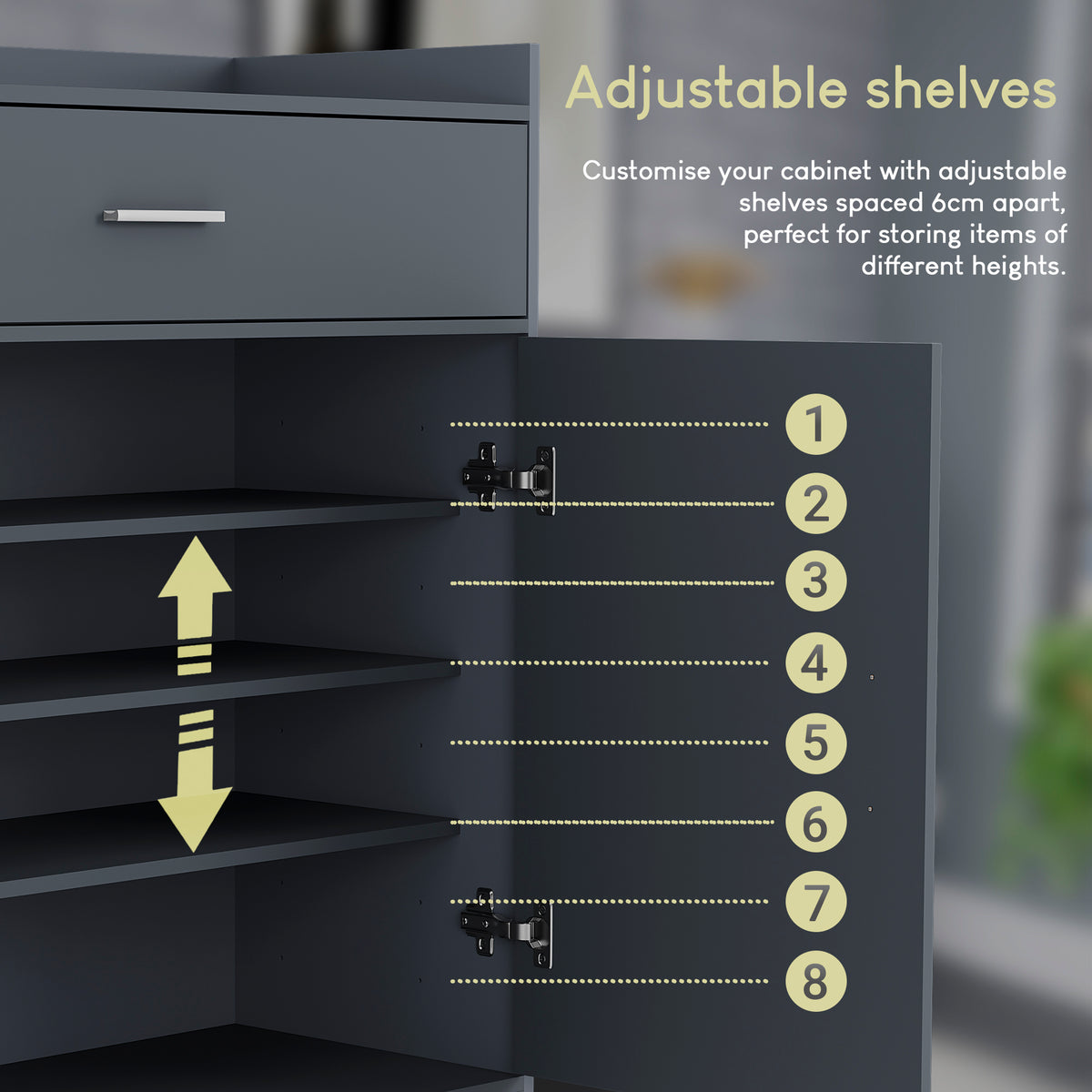 Dalby 2-Door 1-Drawer Shoe Cabinet, Grey